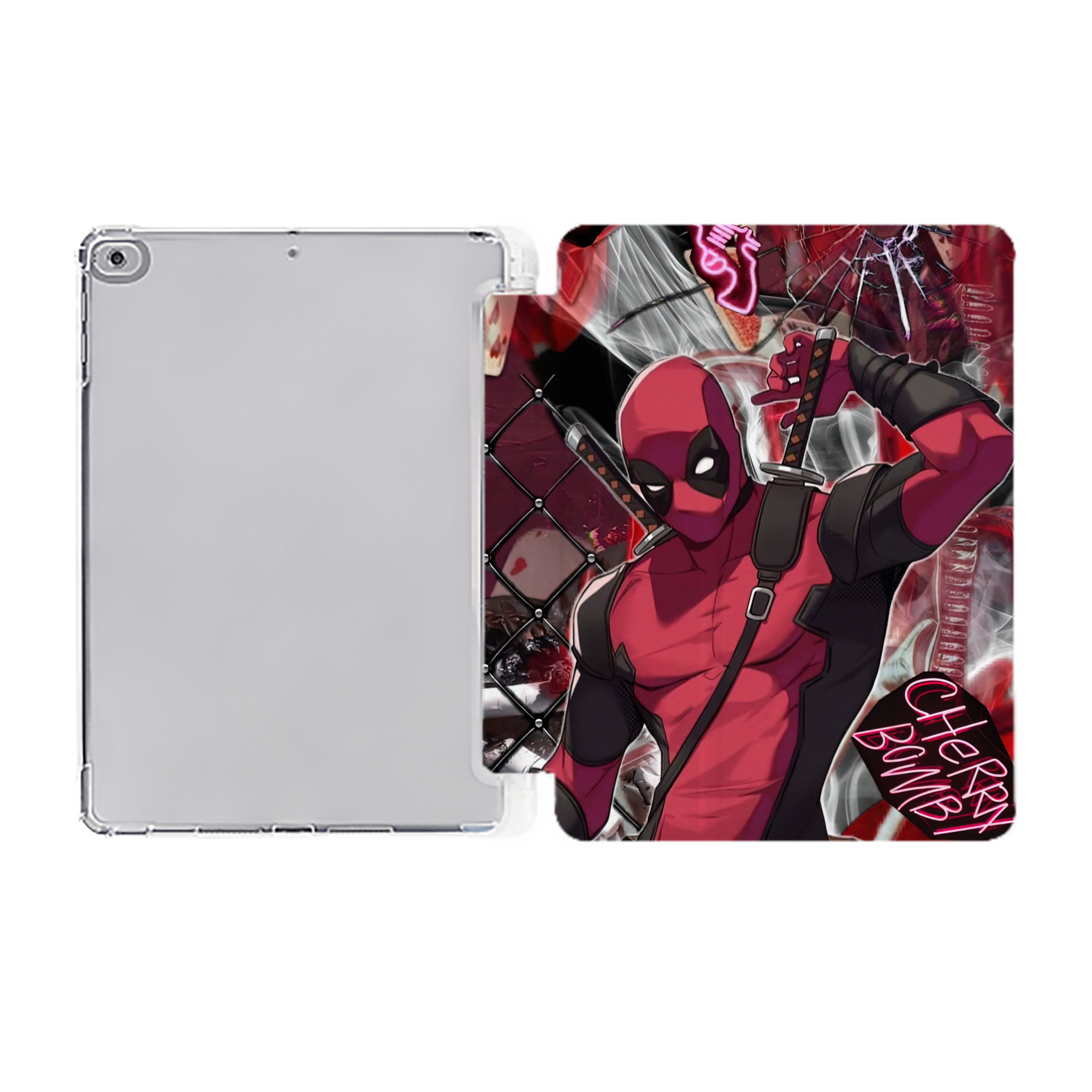 （画像用） Deadpool デッドプール IPad ケース ペン収納付き 三つ折りスタンド PUレザー×シリコン 対応機種9.5/10.5/10.9インチ